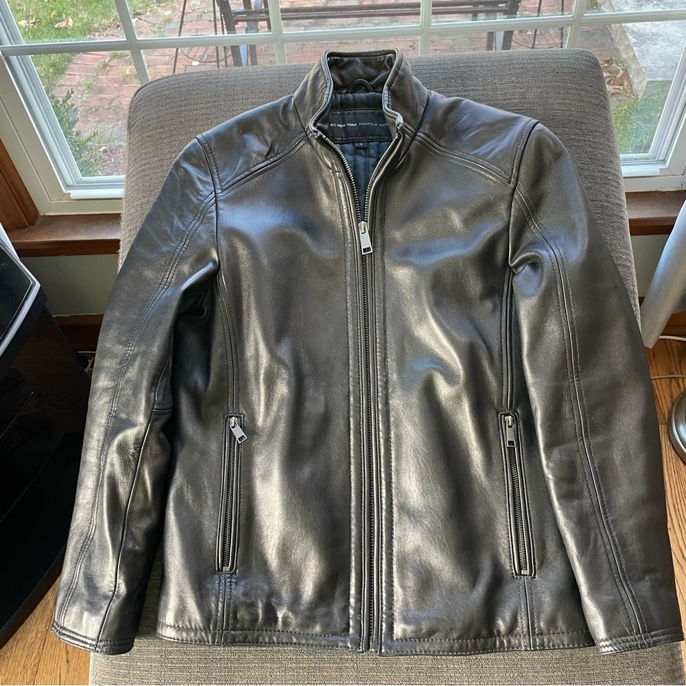 Andrew Marc New York Genuine Leather Moto Cafe Racer Jacket